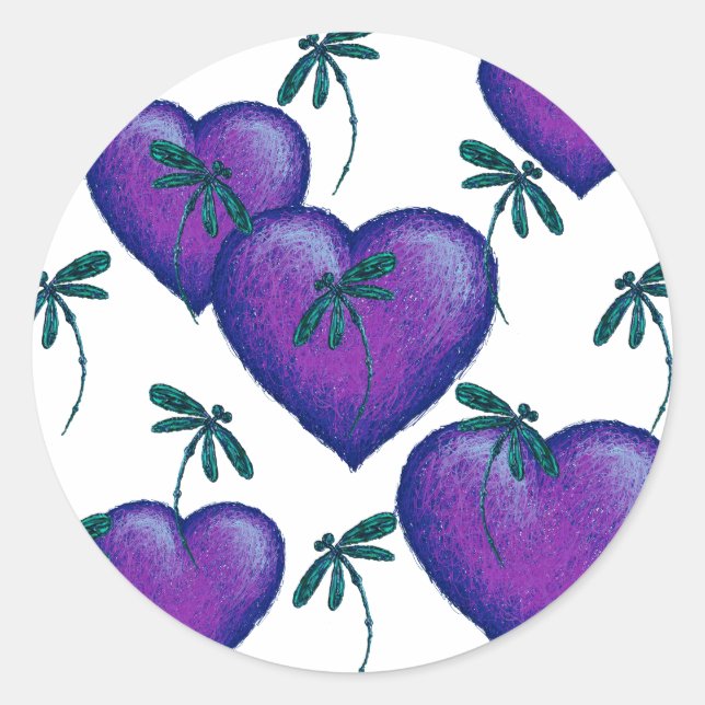 Adesivo Corações Roxos e Dragões (Frente)