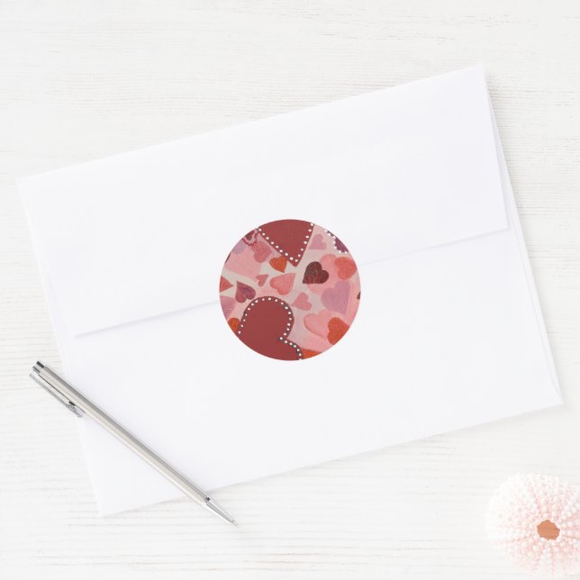 Adesivo Corações Vermelho e Rosa (Envelope)