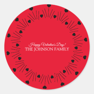 Adesivo Corações Vermelhos Desenhados à Mão do dia de os n