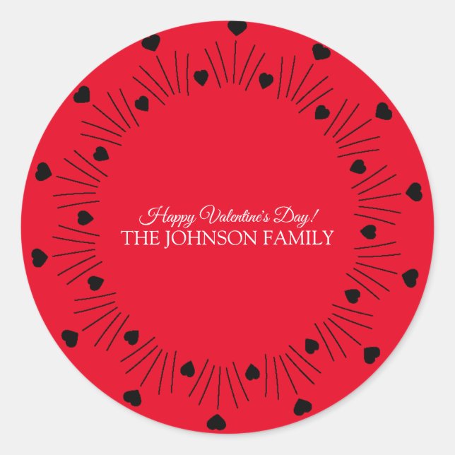 Adesivo Corações Vermelhos Desenhados à Mão do dia de os n (Frente)