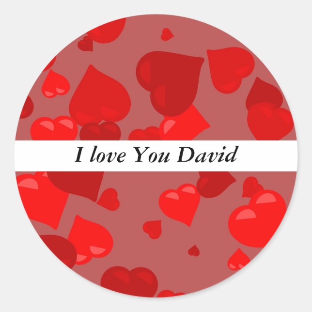 Adesivo Corações Vermelhos, Eu te amo David (Frente)