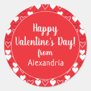 Adesivo Corações Vermelhos Personalizados Feliz Dia dos Na