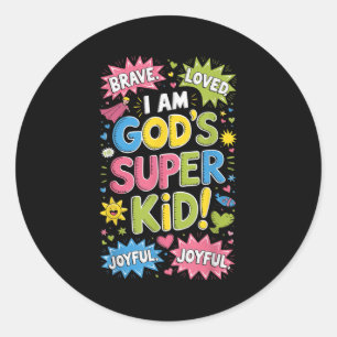Adesivo Corajoso Amo o Super Criança Cristã de Deus e a Fé