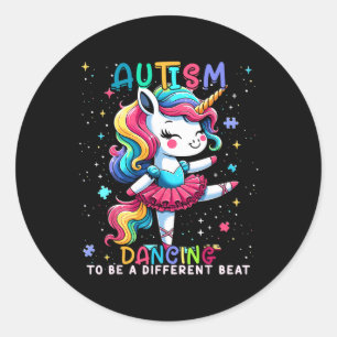 Adesivo Corajoso Unicórnio Dançando A Um Diferente Autismo
