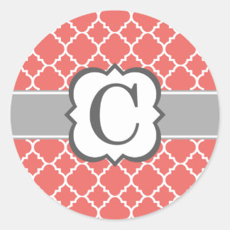 Adesivo Coral Branco Monograma - Letra C Quatrefoil