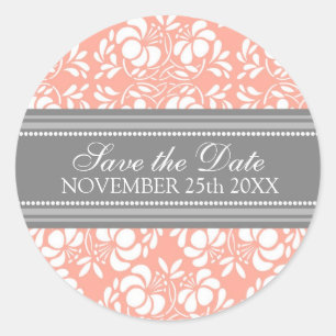 Adesivo Coral Damask Save the Date Envelope Seal