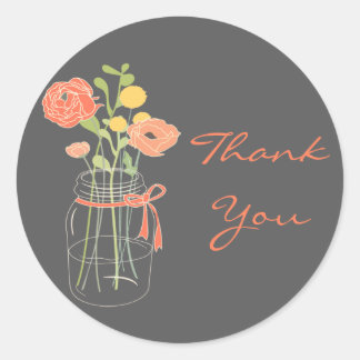 Adesivo Coral e Cinza Mason Jar Wedor Stickers