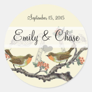 Adesivo Coral e Cinzas Vintage Birds Vintage Stickers