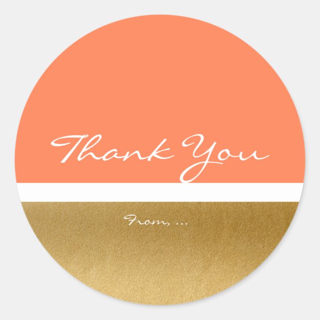 Adesivo Coral e Dourado Vinheta Chic Moderna Elegante Bran (Frente)