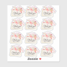 Adesivo Coral e Ivory Floral Formatação Obrigado Set