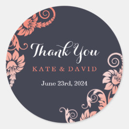 Adesivo Coral Elegante e Azul, obrigado