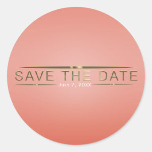 Adesivo Coral Peach & Shiny Gold Moderno Salve a Data