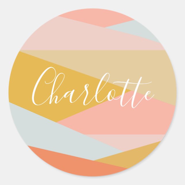 Adesivo Coral Personalizado de Bloco Geométrico Moderno de (Frente)