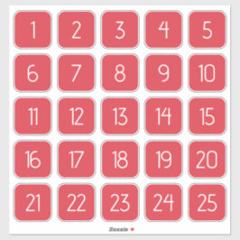 Adesivo Coral Red Customizable Square Number Stickers 