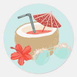 Adesivo Coral Red e Mint Coconut Bebidas e óculos de sol