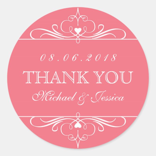 Adesivo Coral Red Swirl Floral Ornament Sticker (Frente)