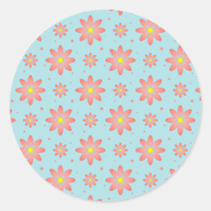 Adesivo Coral, rosa e pó, flores de margarida delicadas, a