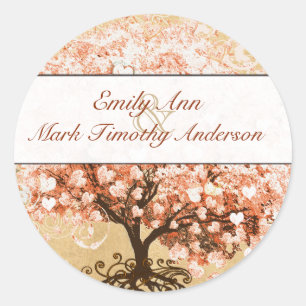 Adesivo Coral Swirl Coração Folha de Folha Seal