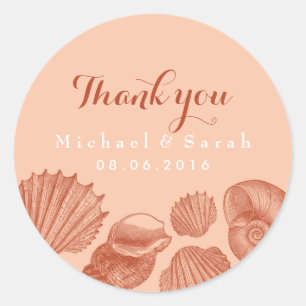 Adesivo Coral Vintage Seashells Obrigado Sticker