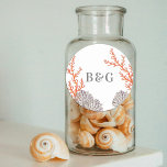 Adesivo Coral Watercolor Beach Modern Wedor<br><div class="desc">Um design de casamento de coral monograma moderno. Um design de praia com tema que usa corais aquosos para criar um elegante design de casamento de verão. Um charmoso coral e design tropical de praia cinza usando tipografia de escrita clássica. Uma elegante praia costeira temia o design de adereços de...</div>
