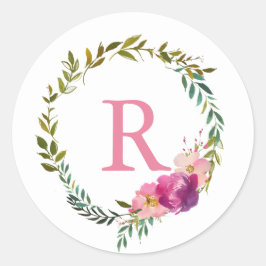 Adesivo Corante-d-água Laurel e Flor Cor-de-rosa, Monogram
