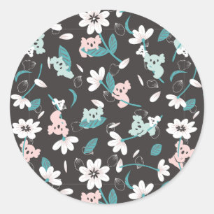 Adesivo Corante Koala Pattern Cute Animal e Floral