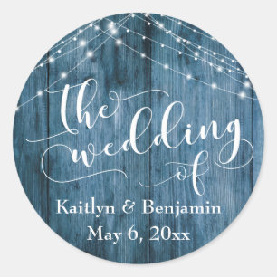 Adesivo Cordas da madeira azul rústica & da luz branca qu