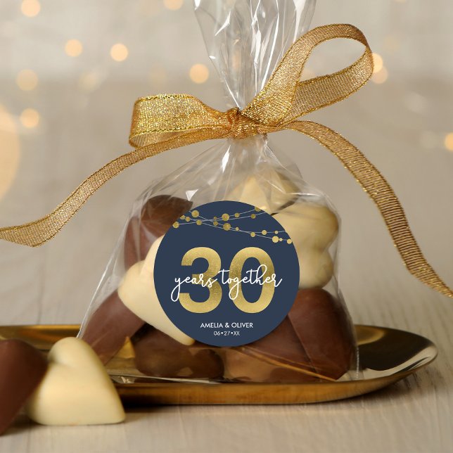 Adesivo Cordas Elegantes Azuis do Aniversário do 30 das Lu (Criador carregado)