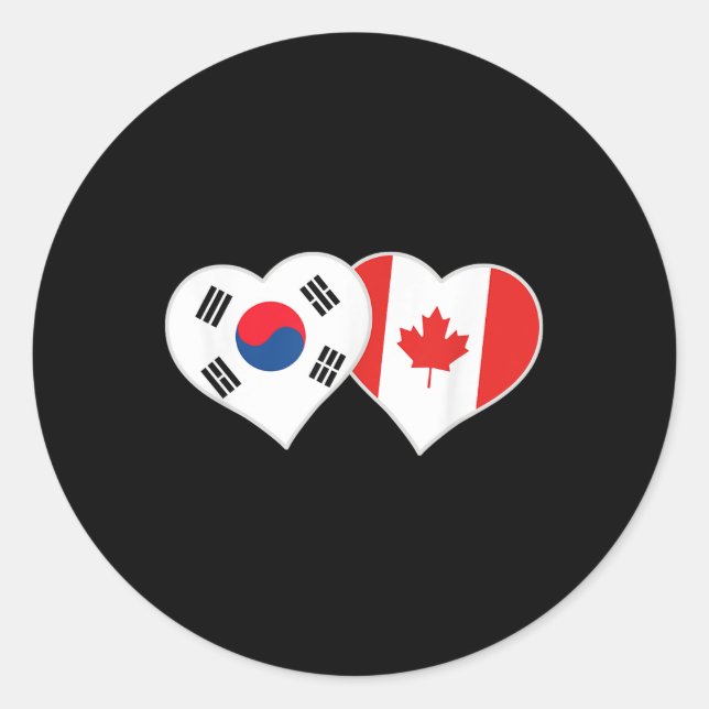 Adesivo Coreano canadense Flag Heart Coreia do Sul Canadá (Frente)