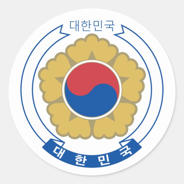 Adesivo Coreia do Sul & Brasão de armas e bandeira coreano (Frente)