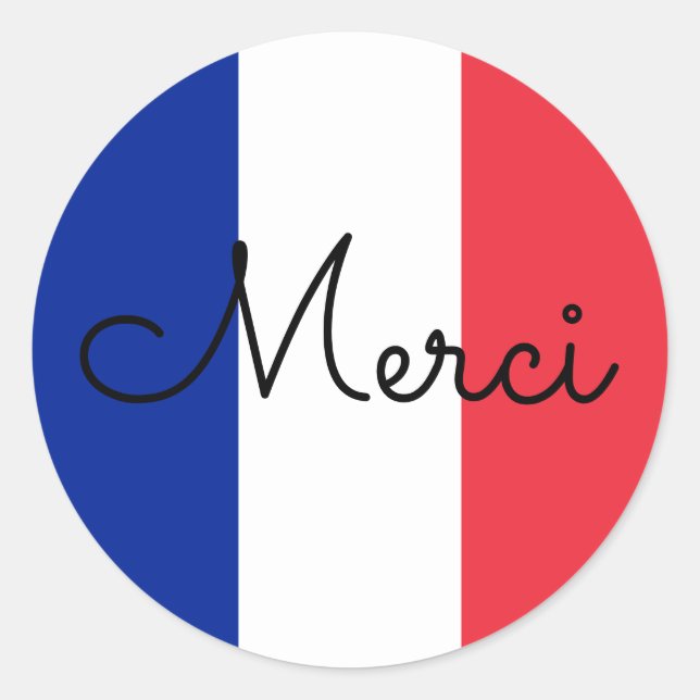 Adesivo Cores da Bandeira da França Merci (Frente)