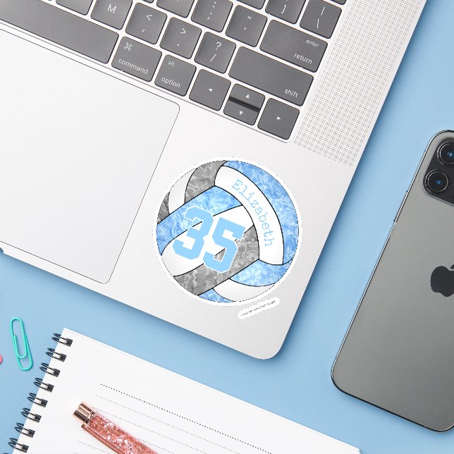 Adesivo cores da equipe de vôlei da cinza azul-clara (Notebook com iPhone)