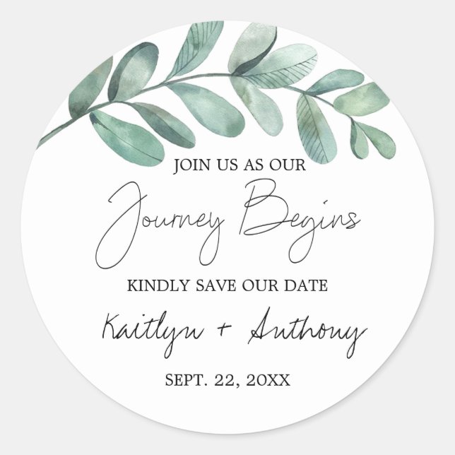 Adesivo Cores d'água botânicas Verde Eucalyptus Classic R (Frente)