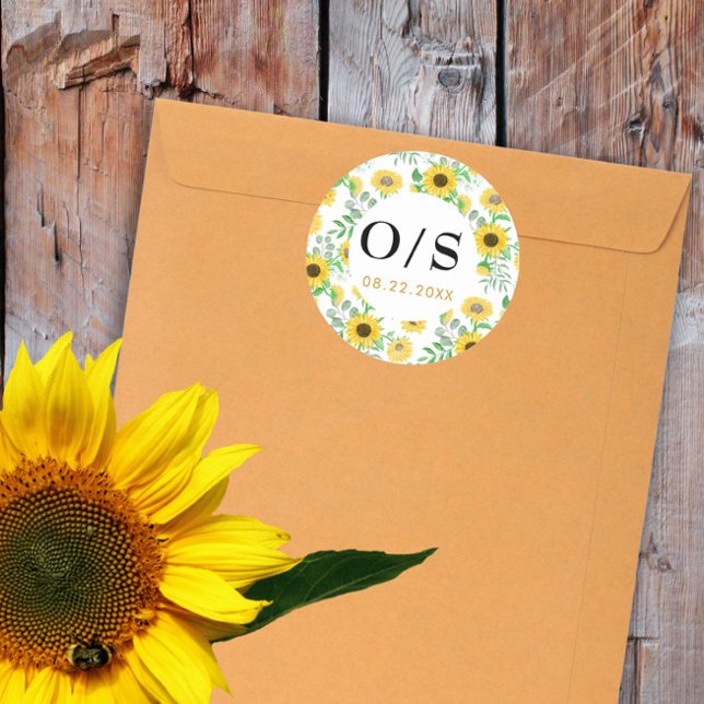 Adesivo Cores d'água Monograma de girassol (Criador carregado)