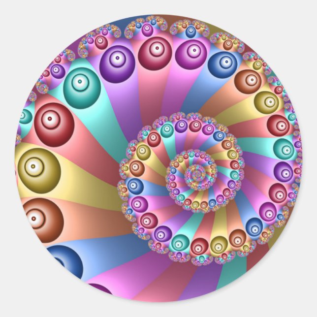 Adesivo Cores de Arco-íris Lindas Arte Fractal Abstrata (Frente)