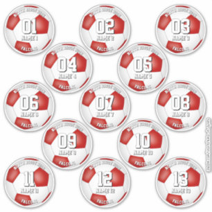 Adesivo cores de time de futebol conjunto de 13 vermelho b