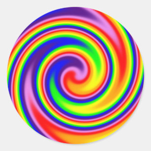 Adesivo Cores do Arco-íris Retro Hippie Foco Suave Espiral