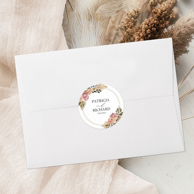 Adesivo Cores Neutras Elegantes Casamento Floral Boho (Criador carregado)