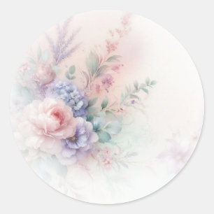 Adesivo Cores Pastéis Flores Aquarela Adicione Seu Texto E
