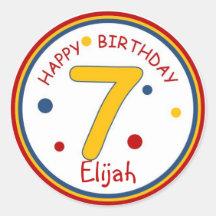 Cores Primárias Feliz Aniversário Número 7