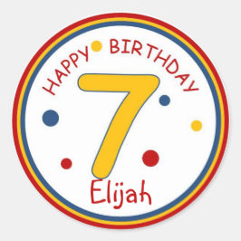 Adesivo Cores Primárias Feliz Aniversário Número 7
