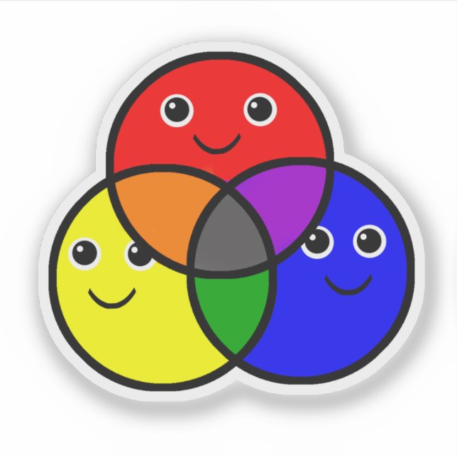 Adesivo Cores Primárias Vermelho Azul Amarelo (Frente)