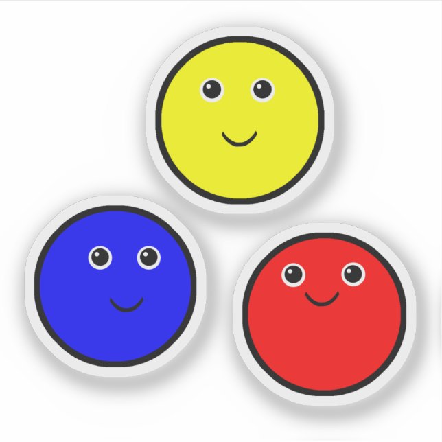 Adesivo Cores Primárias Vermelho, Azul e Amarelo (Frente)