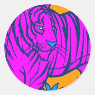 ADESIVO COREY TIGER RETRÔ DOS ANOS 1980 TIGRE ROSA JUNGLE