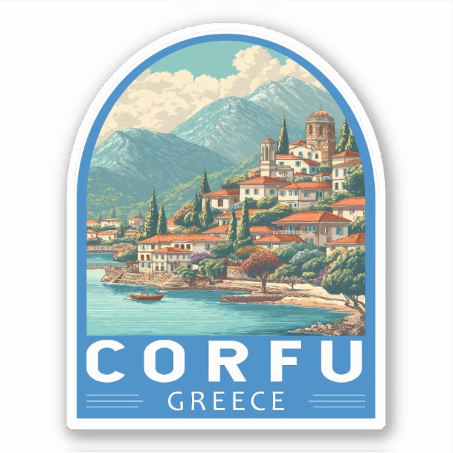 Adesivo Corfu Greece Travel Art Emblem (Frente)