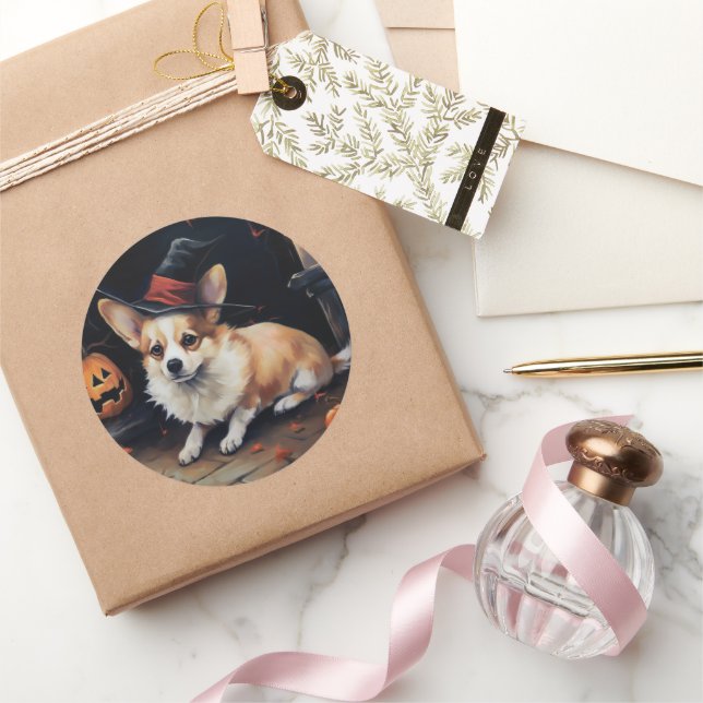 Adesivo Corgi Abóboras Halloween Assustador (Presentear)