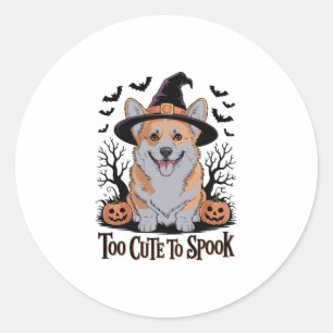 Adesivo Corgi bonitinho do Halloween no Chapéu das Bruxas
