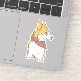 Adesivo Corgi Bonito com Gingham Checkered Bandana