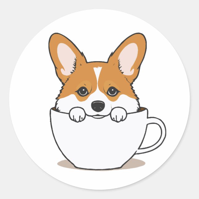 Adesivo Corgi bonito sentado no café (Frente)