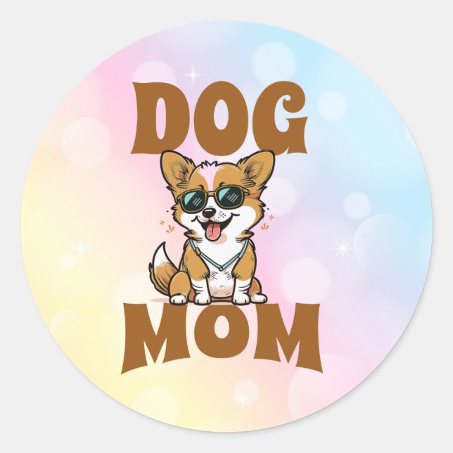 Adesivo Corgi Bonito Vestindo Óculos de Sol Mãe (Frente)